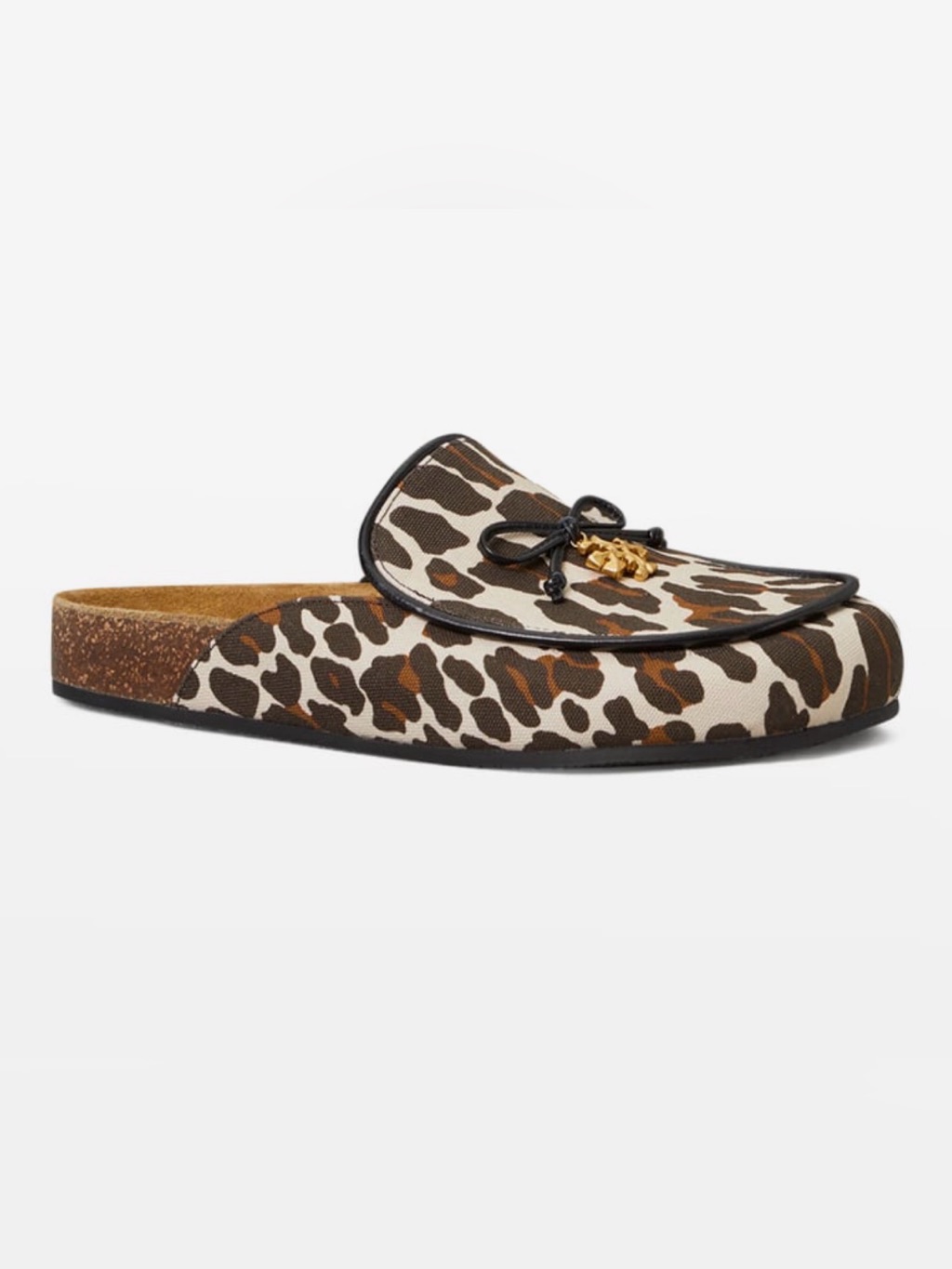 Tory Burch Leo Charm Leopard Print Slip-On Mules With Gold Accent 10m